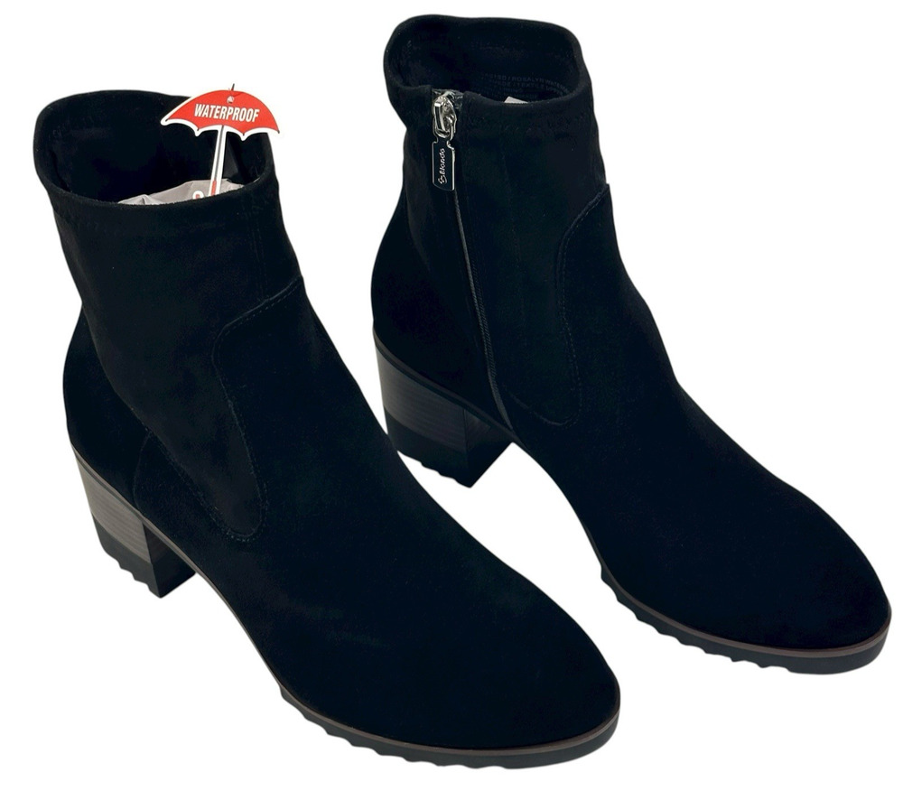 Blondo Rosalyn Waterproof Boots Black Suede Chunky Heel Womens Size 10M New $160